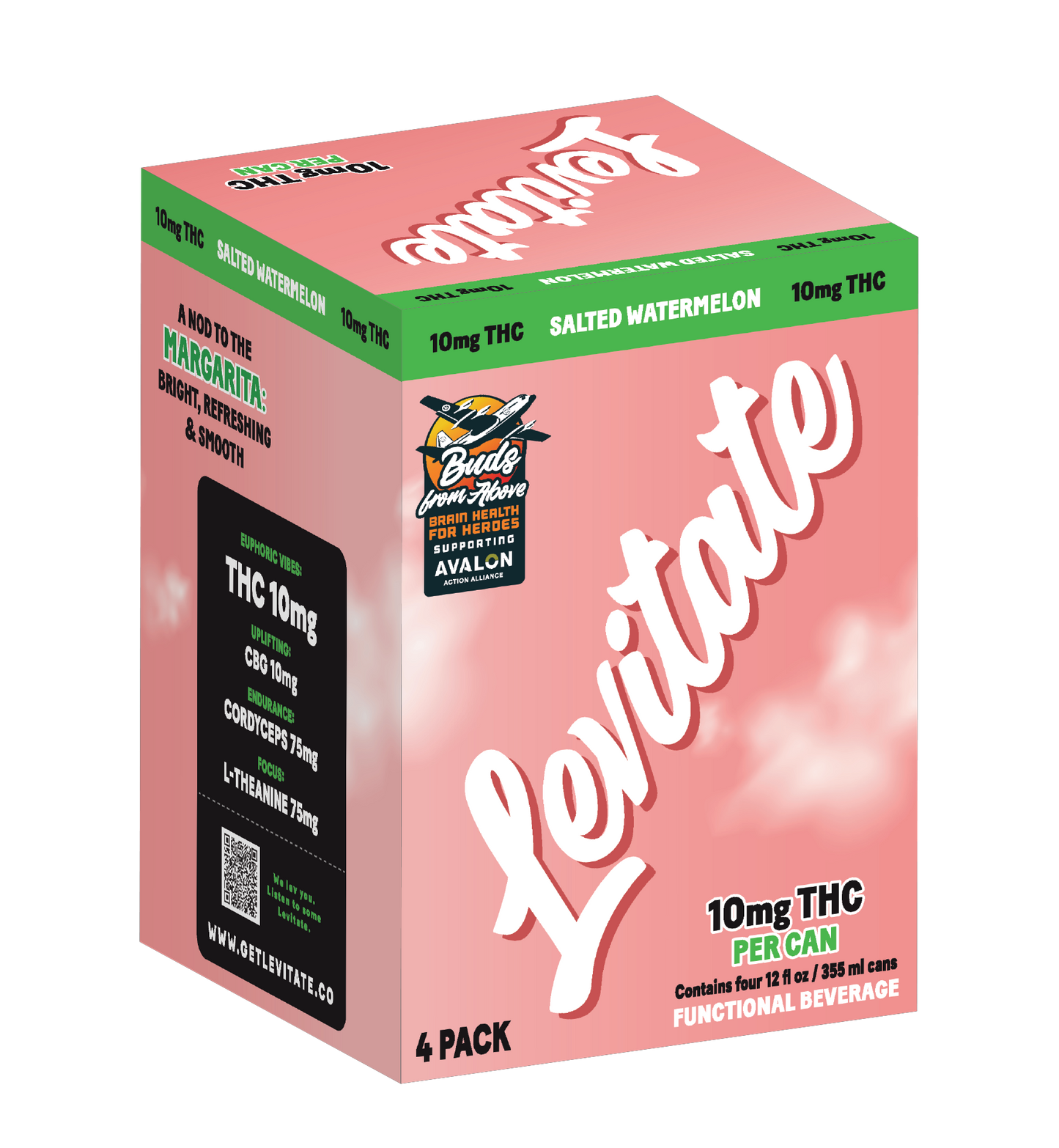 Full Case - 10 MG Levitate Variety Pack - 8x cans of each flavor (24x 12oz Cans)